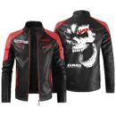 Custom Name Claas Contrast Leather Jacket - Personalized Logo Car Motorcycle Model