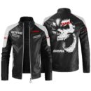 Custom Name Claas Contrast Leather Jacket - Personalized Logo Car Motorcycle Model