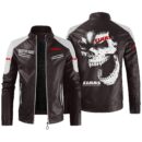 Custom Name Claas Contrast Leather Jacket - Personalized Logo Car Motorcycle Model