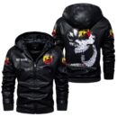 Custom Name Abarth Skull Leather Jacket - Personalized Logo Car Motorcycle Model
