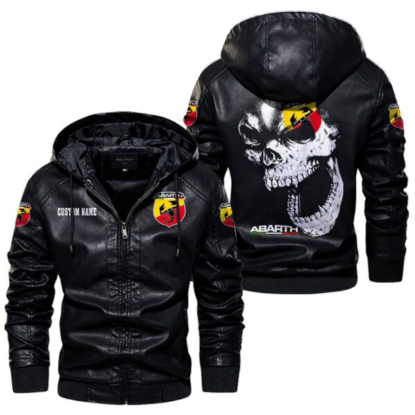 Custom Name Abarth Skull Leather Jacket - Personalized Logo Car Motorcycle Model - Image 5