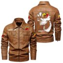 Custom Name Abarth Skull Leather Jacket - Personalized Logo Car Motorcycle Model