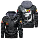 Custom Name Abarth Skull Leather Jacket - Personalized Logo Car Motorcycle Model