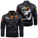 Custom Name Abarth Skull Leather Jacket - Personalized Logo Car Motorcycle Model