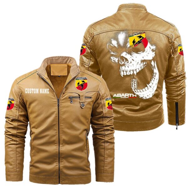 Custom Name Abarth Skull Leather Jacket - Personalized Logo Car Motorcycle Model - Image 10