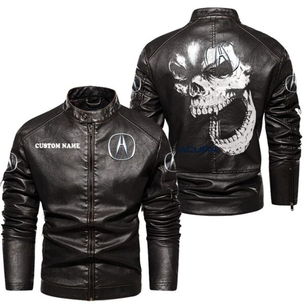 Custom Name Acura Skull Leather Jacket - Personalized Logo Car Motorcycle Model - Image 3