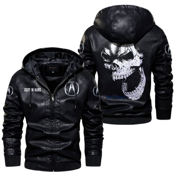 Custom Name Acura Skull Leather Jacket - Personalized Logo Car Motorcycle Model - Image 5