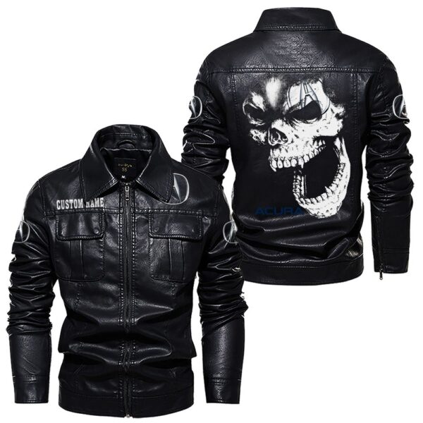 Custom Name Acura Skull Leather Jacket - Personalized Logo Car Motorcycle Model - Image 7