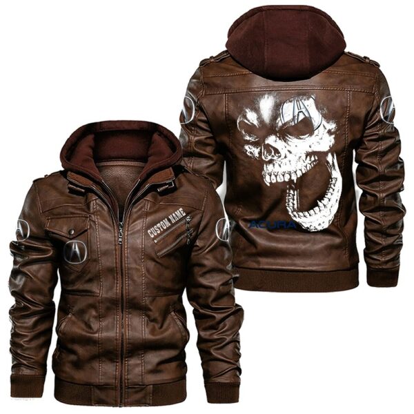 Custom Name Acura Skull Leather Jacket - Personalized Logo Car Motorcycle Model - Image 2