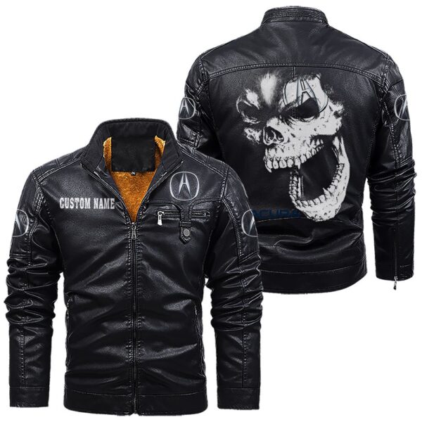 Custom Name Acura Skull Leather Jacket - Personalized Logo Car Motorcycle Model - Image 9