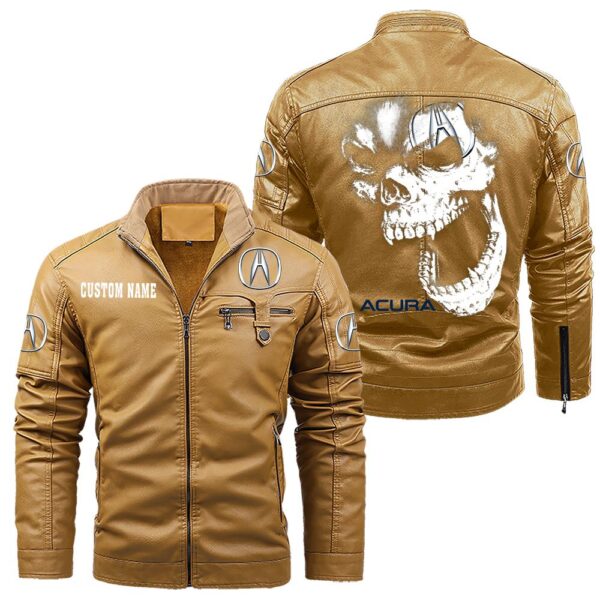 Custom Name Acura Skull Leather Jacket - Personalized Logo Car Motorcycle Model - Image 10