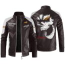 Custom Name Indian Motorcycle Contrast Leather Jacket - Personalized Logo Car Motorcycle Model