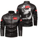 Custom Name Aprilia Skull Leather Jacket - Personalized Logo Car Motorcycle Model