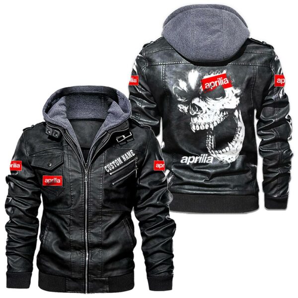 Custom Name Aprilia Skull Leather Jacket - Personalized Logo Car Motorcycle Model