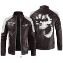 Custom Name Lincoln Contrast Leather Jacket - Personalized Logo Car Motorcycle Model
