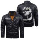 Custom Name Arctic Cat Skull Leather Jacket - Personalized Logo Car Motorcycle Model
