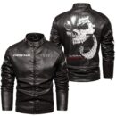 Custom Name Audi Quattro Skull Leather Jacket - Personalized Logo Car Motorcycle Model