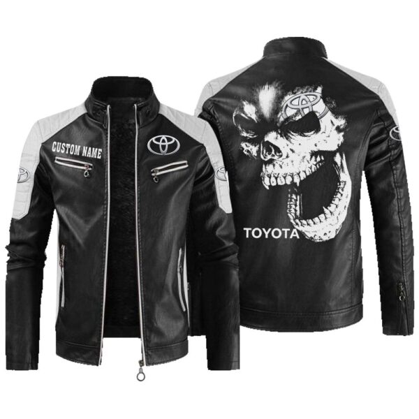 Custom Name Toyota Motor Corporation Contrast Leather Jacket - Personalized Logo Car Motorcycle Model