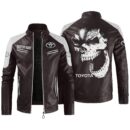 Custom Name Toyota Motor Corporation Contrast Leather Jacket - Personalized Logo Car Motorcycle Model