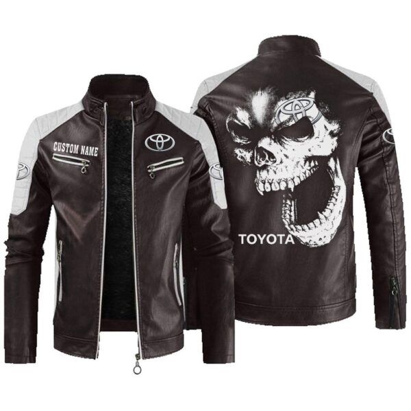 Custom Name Toyota Motor Corporation Contrast Leather Jacket - Personalized Logo Car Motorcycle Model - Image 3