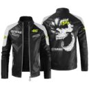 Custom Name Valentino Rossi 46 Contrast Leather Jacket - Personalized Logo Car Motorcycle Model