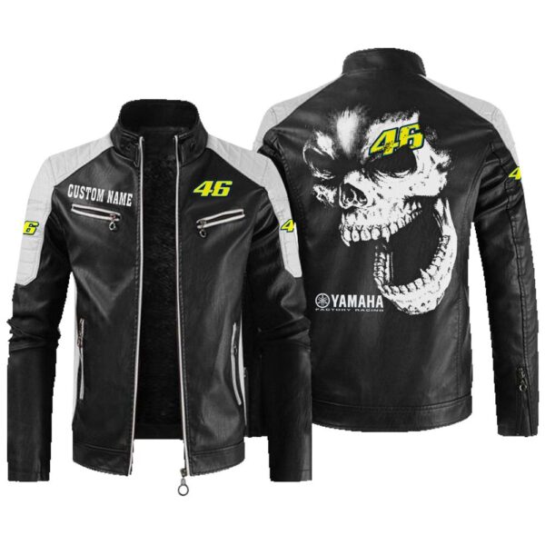 Custom Name Valentino Rossi 46 Contrast Leather Jacket - Personalized Logo Car Motorcycle Model
