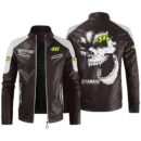 Custom Name Valentino Rossi 46 Contrast Leather Jacket - Personalized Logo Car Motorcycle Model