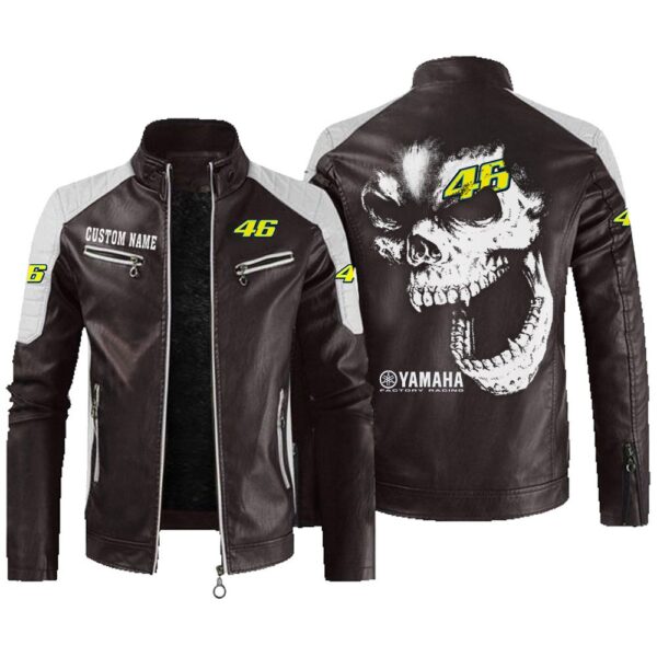 Custom Name Valentino Rossi 46 Contrast Leather Jacket - Personalized Logo Car Motorcycle Model - Image 3