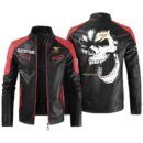 Custom Name Mustang Racing Contrast Leather Jacket - Personalized Logo Car Motorcycle Model