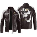 Custom Name Mustang Racing Contrast Leather Jacket - Personalized Logo Car Motorcycle Model