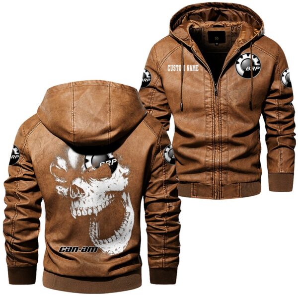 Custom Name Can Am Skull Leather Jacket - Personalized Logo Car Motorcycle Model - Image 6