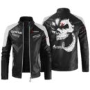 Custom Name Agco Contrast Leather Jacket - Personalized Logo Car Motorcycle Model