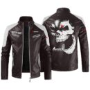 Custom Name Agco Contrast Leather Jacket - Personalized Logo Car Motorcycle Model