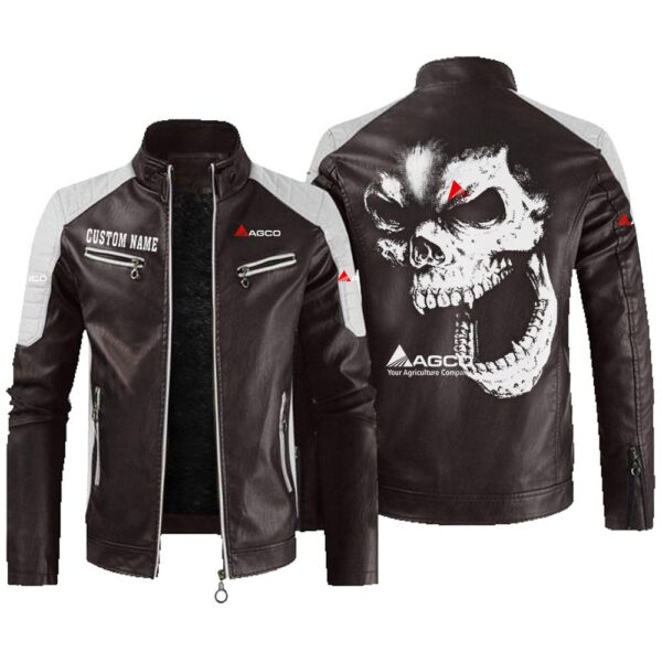 Custom Name Agco Contrast Leather Jacket - Personalized Logo Car Motorcycle Model - Image 3