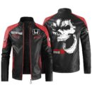 Custom Name Honda Civic Type R Contrast Leather Jacket - Personalized Logo Car Motorcycle Model