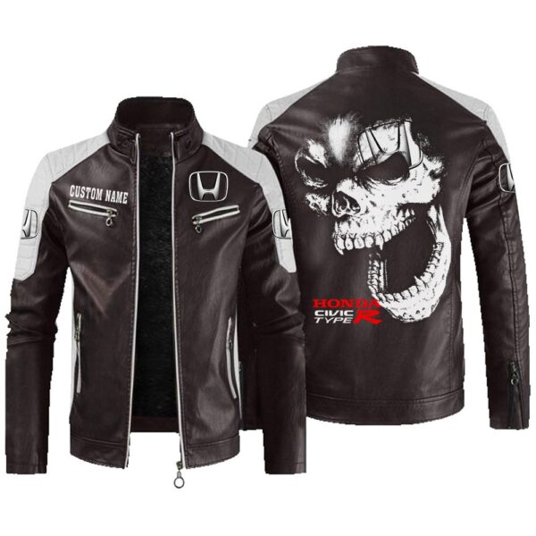 Custom Name Honda Civic Type R Contrast Leather Jacket - Personalized Logo Car Motorcycle Model - Image 3