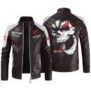 Custom Name Honda Motor Contrast Leather Jacket - Personalized Logo Car Motorcycle Model