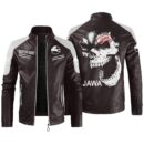 Custom Name Iveco Contrast Leather Jacket - Personalized Logo Car Motorcycle Model