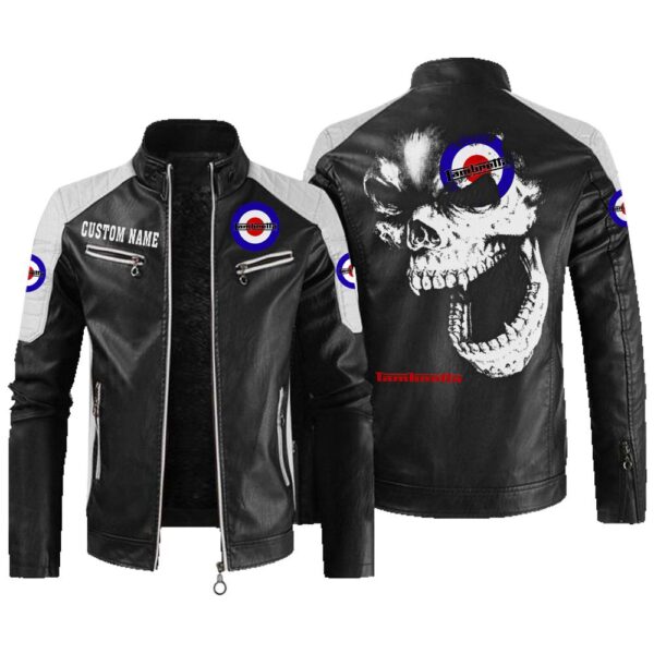 Custom Name Lambretta Contrast Leather Jacket - Personalized Logo Car Motorcycle Model