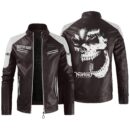 Custom Name Norton Contrast Leather Jacket - Personalized Logo Car Motorcycle Model