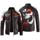 Custom Name Royal Enfield Contrast Leather Jacket - Personalized Logo Car Motorcycle Model