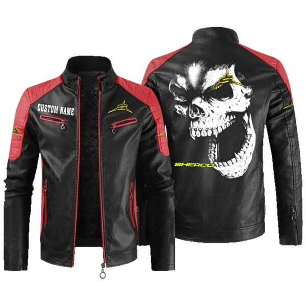 Custom Name Sherco Contrast Leather Jacket - Personalized Logo Car Motorcycle Model - Image 2