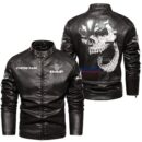 Custom Name Daf Skull Leather Jacket - Personalized Logo Car Motorcycle Model