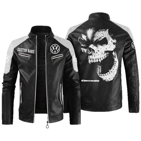 Custom Name Volkswagen Corrado G60 Contrast Leather Jacket - Personalized Logo Car Motorcycle Model