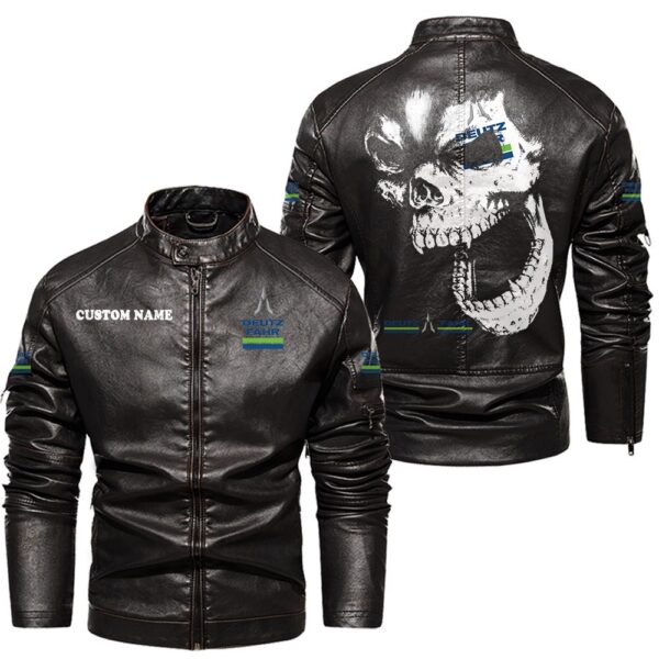 Custom Name Deutz Fahr Skull Leather Jacket - Personalized Logo Car Motorcycle Model - Image 3