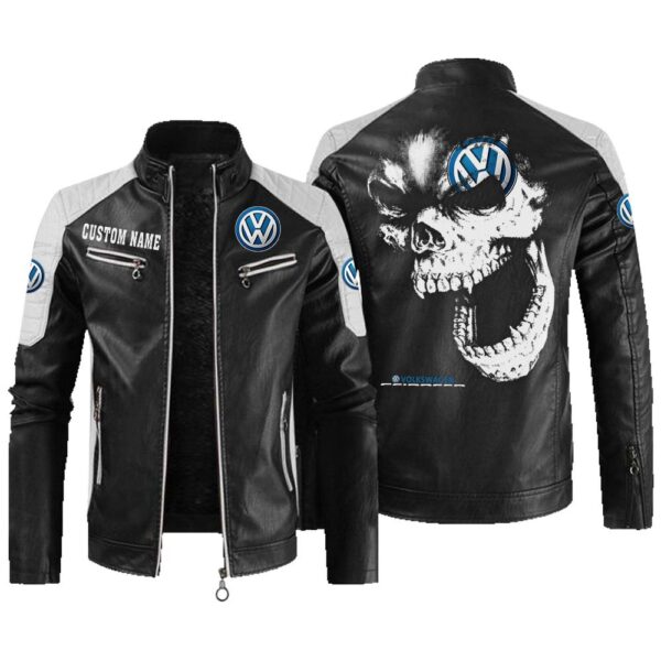Custom Name Volkswagen Scirocco Contrast Leather Jacket - Personalized Logo Car Motorcycle Model
