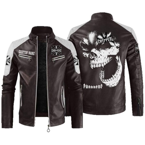 Custom Name West Coast Choppers Contrast Leather Jacket - Personalized Logo Car Motorcycle Model - Image 3