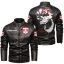 Custom Name Dodge Charger Skull Leather Jacket - Personalized Logo Car Motorcycle Model