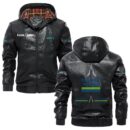 Custom Name Deutz Fahr PU Leather Hooded Jacket - Personalized Logo Car Motorcycle Model