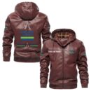 Custom Name Deutz Fahr PU Leather Hooded Jacket - Personalized Logo Car Motorcycle Model